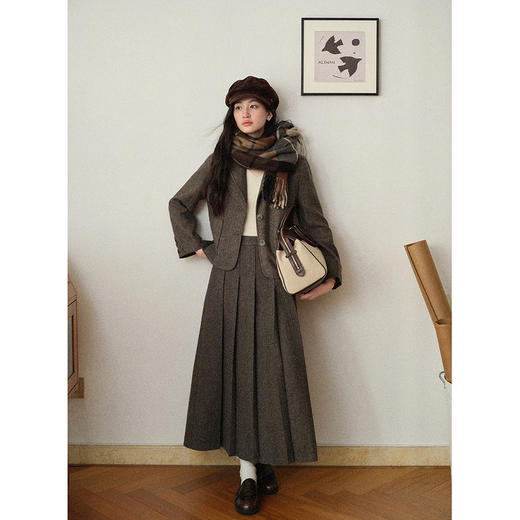 鹿向南2025秋冬高级感藜麦灰正肩西装外套女宽松休闲别致洋气西服 商品图2