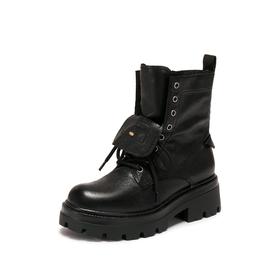 【云粉节】【思加图】BF楼思加图2025新款胡椒乐队黑色马丁靴中筒厚底增高时装靴女EIW04, 吊牌价2290