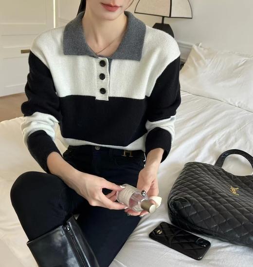 TY454-Dior 迪奥 熊猫黑白配色学院风Polo领针织毛衣（PG*MM）9.16直播款 商品图0