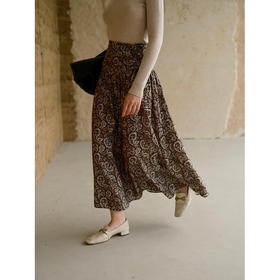 HeyDress民族风图案印花拼接A摆半裙