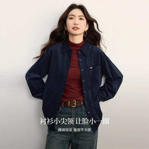 【09/17新品】熙世界「100%棉」高智感长袖衬衫女2025秋季新款通勤复古休闲衬衣 商品图1