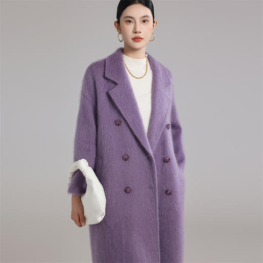 【清河羊毛羊绒专场/拉毛系列】鹿展701 女士长款羊绒拉绒大衣 100%羊毛 商品图2