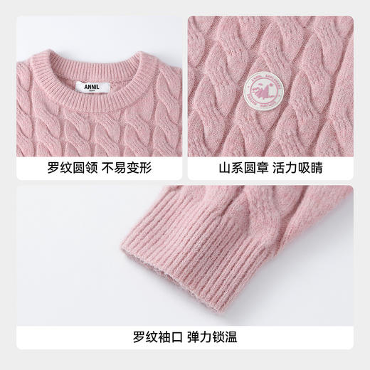 【经典麻花编织毛衣】男女童圆领长袖针织衫冬季新款安奈儿童装EM544641 商品图4