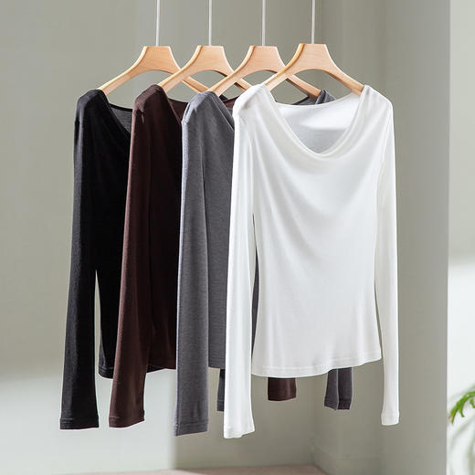 丁摩 天丝羊毛荡领针织衫上衣打底衫132537 商品图1