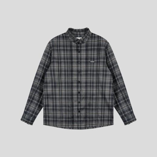 GOODBAI logo织唛小高领花边多褶oversize长袖衬衫 商品图3