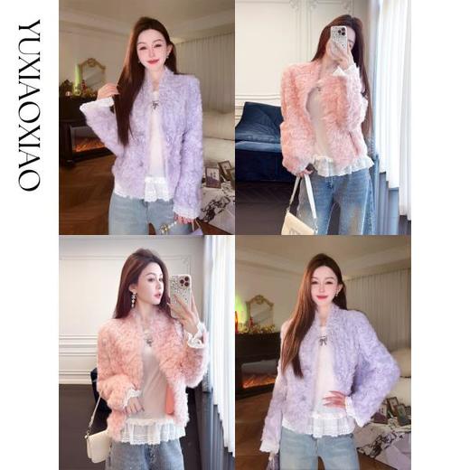 余潇潇【绮丽女神】高级感小湖羊皮毛一体柔软舒适V领皮草外套秋冬 商品图2