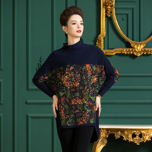 WW H98011羊毛印花连衣裙显瘦针织裙气质羊毛裙 商品图2