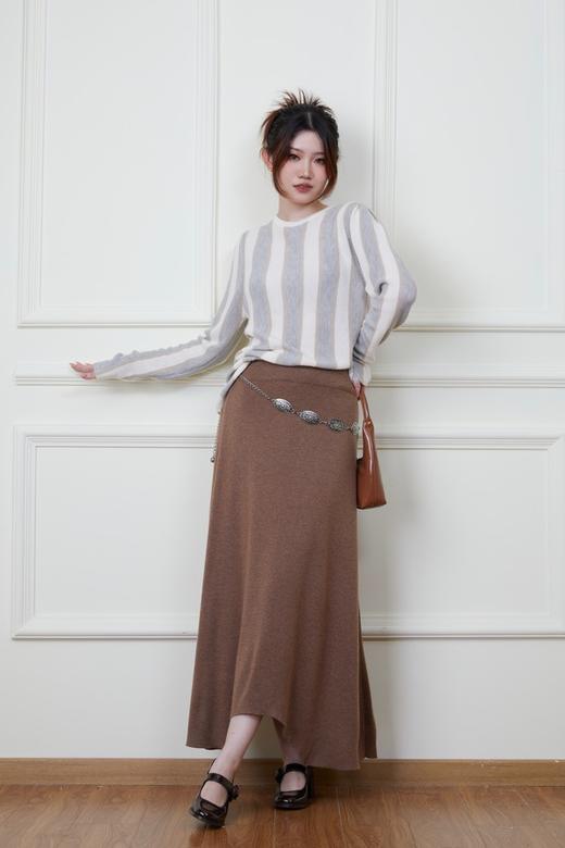 ANSUABEL 舒适条纹针织上衣半裙套装 18876 商品图5