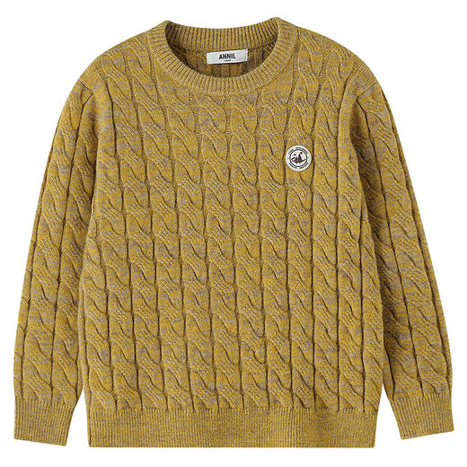 【经典麻花编织毛衣】男女童圆领长袖针织衫冬季新款安奈儿童装EM544641 商品图8