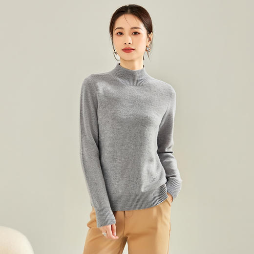 【100绵羊毛】罗蒙秋冬百搭时尚保暖羊毛衫半高领打底衫毛衣上衣女 商品图3