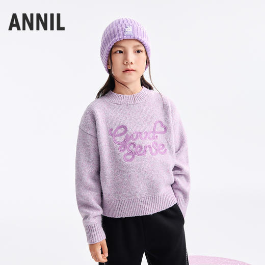 女童圆领长袖针织衫冬季新款安奈儿童装EG544665 商品图1