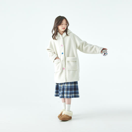 棵初2025年秋冬新款亲子中大女童抗风毛绒外套蓬松软糯摇粒绒上衣 商品图1