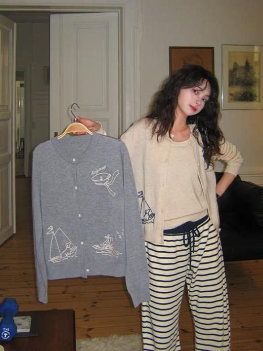 浮生八记/25C118/25C119/“小狗水手航海记”法式针织背心开衫 商品图3