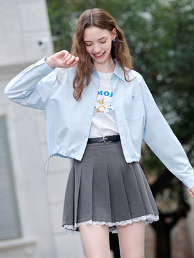 【百图lulu定制】【冰淇淋衬衫】 抽绳显瘦  薄款衬衫  短外套  百搭夹克
