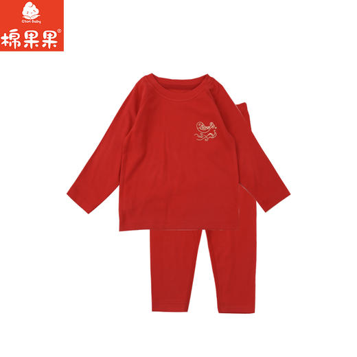 棉果果冬季新品暖姜棉柔软保暖80-130码新年喜庆红色暖姜套头套装M401302425679 商品图0