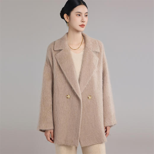 【清河羊毛羊绒专场/拉毛系列】鹿展702 女士羊绒拉绒大衣 100%羊毛 商品图5