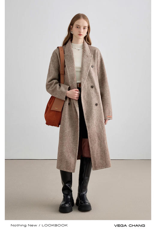 【YW】无忧购 经典气质双面羊绒大衣女秋冬长款双排扣羊毛呢外套2506（截单后3-5天发货） 商品图1