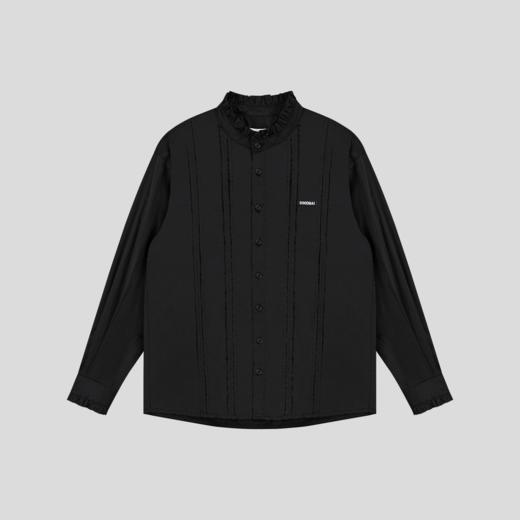 GOODBAI logo织唛小高领花边多褶oversize长袖衬衫 商品图4