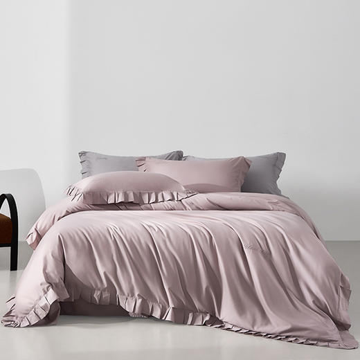 【A类80支天丝棉四件套】花边天丝棉四件套良品纯色80支床品套件柔软丝滑高端件套 商品图1