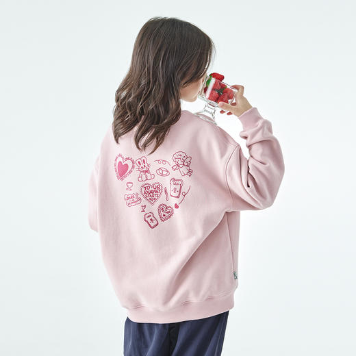 棵初2025年秋冬新款亲子中大女童圆领印花卫衣恒温抗静电宽松上衣 商品图3