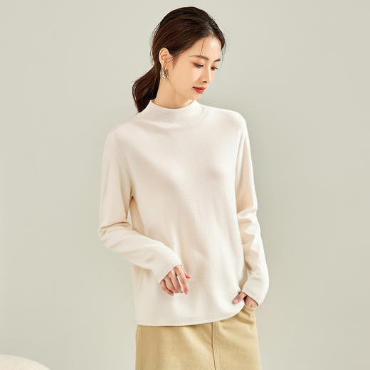 罗蒙女士羊毛衫半高领金丝珠片套头显瘦针织衫休闲打底百搭毛衣上衣女 商品图1