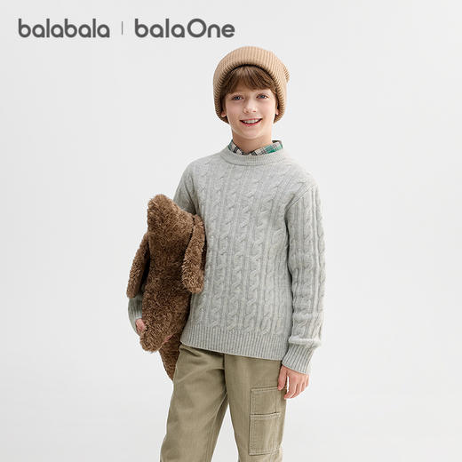 巴拉巴拉balaOne童装儿童毛衫男童女童2025新款冬毛衣绞花针织衫 商品图2