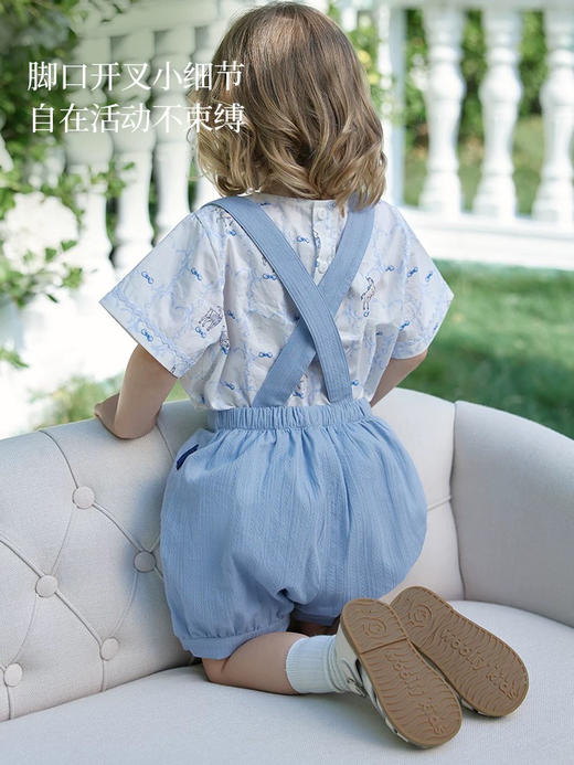 Domiamia 男童梭织背带裤 夏季户外薄款百搭短裤 商品图1