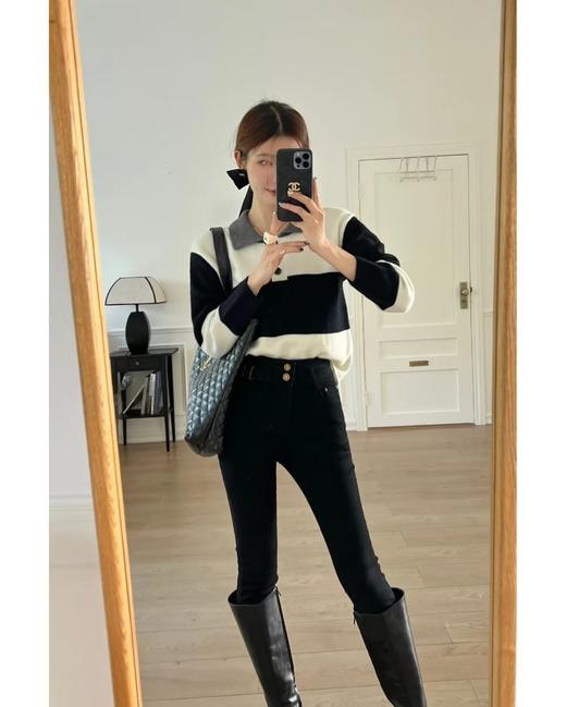 TY454-Dior 迪奥 熊猫黑白配色学院风Polo领针织毛衣（PG*MM）9.16直播款 商品图2