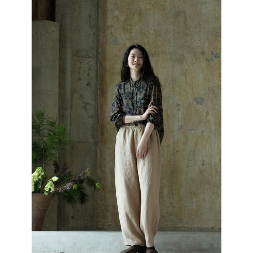 牧衣游原创 汉麻净色裤子女秋季新款原生质朴宽松百搭休闲裤 今韵 商品图1