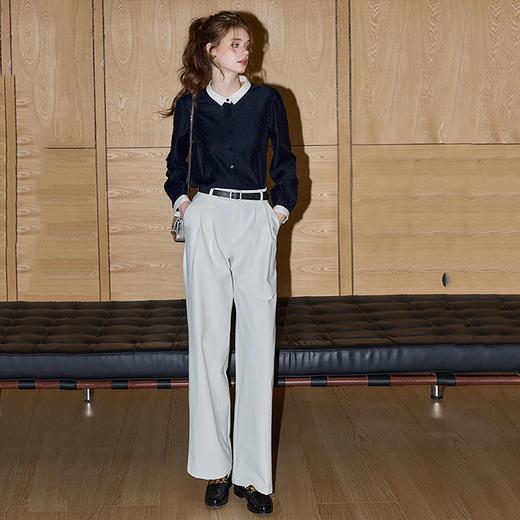 藏青天丝泡泡袖衬衫 | 2025年夏末初秋，流行藏青色，显白、显高级【3-5天发货】 商品图3