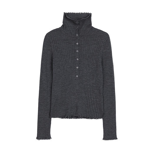 NEELLY纳俪商场同款秋季新款百搭翻领修身针织衫女显瘦气质上衣N25083A01112 商品图3