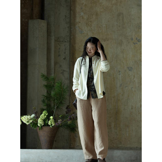 牧衣游原创 汉麻净色裤子女秋季新款原生质朴宽松百搭休闲裤 今韵 商品图3