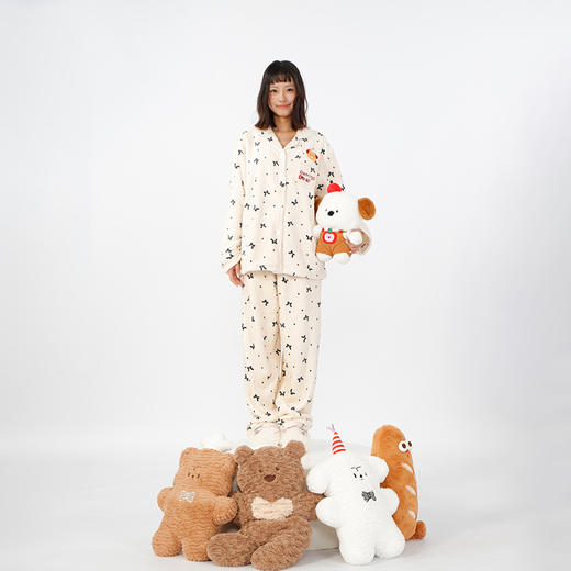 冬季毛绒翻领印花睡衣家居服套装纪念日百货门店同款164899227 商品图0