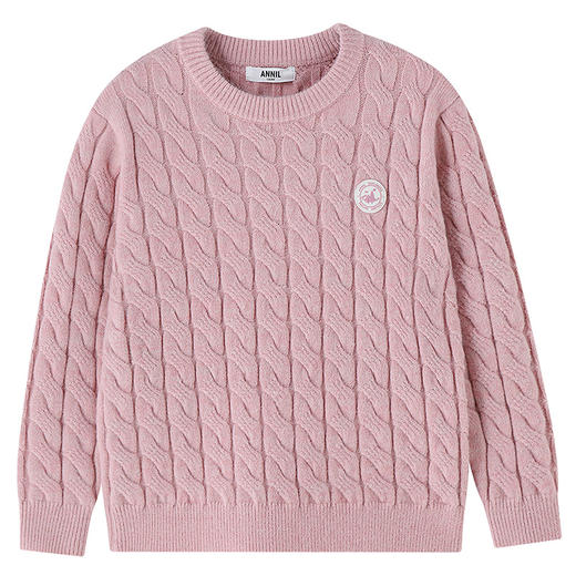 【经典麻花编织毛衣】男女童圆领长袖针织衫冬季新款安奈儿童装EM544641 商品图7