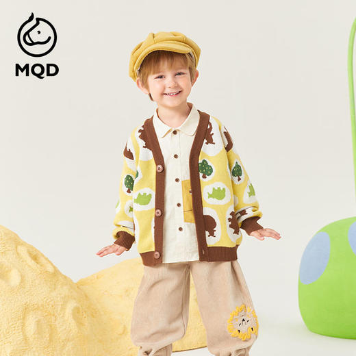 【MQD】男小童秋季卡通植物满版印花V领毛衣针织衫 商品图0