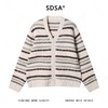 72598SDSA男士秋冬新款痞帅男装潮牌撞色条纹针织衫纽扣开衫V领毛衣潮 商品缩略图1