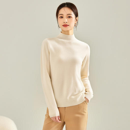 【100绵羊毛】罗蒙秋冬百搭时尚保暖羊毛衫半高领打底衫毛衣上衣女 商品图1