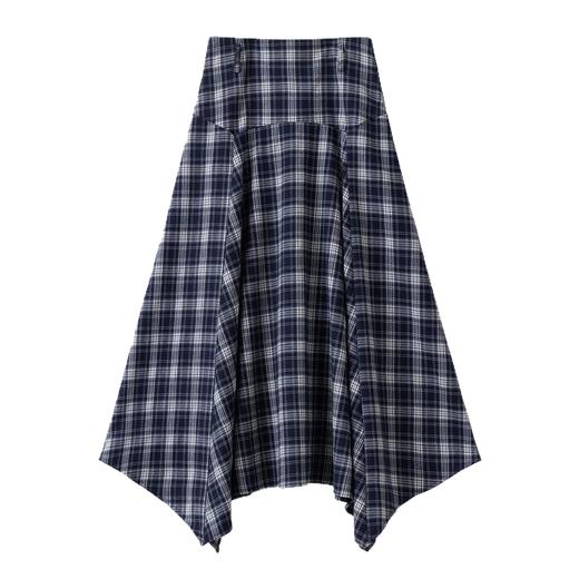 丁摩 简约格子百搭半身裙女显瘦显高休闲中长裙5096 商品图4