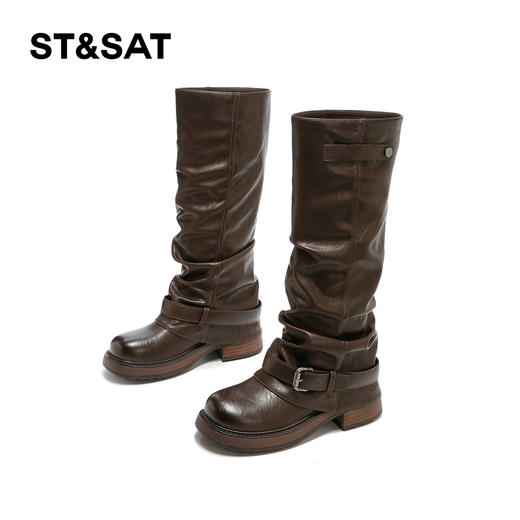 星期六时髦复古厚底显瘦裤腿堆堆靴SSD4117T3K 商品图11