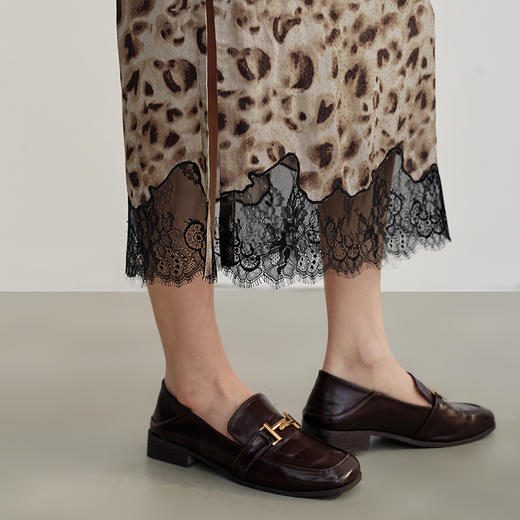 NEELLY纳俪商场同款秋新款豹纹蕾丝拼接半身裙女高级感显瘦中长裙N25082E01097 商品图2