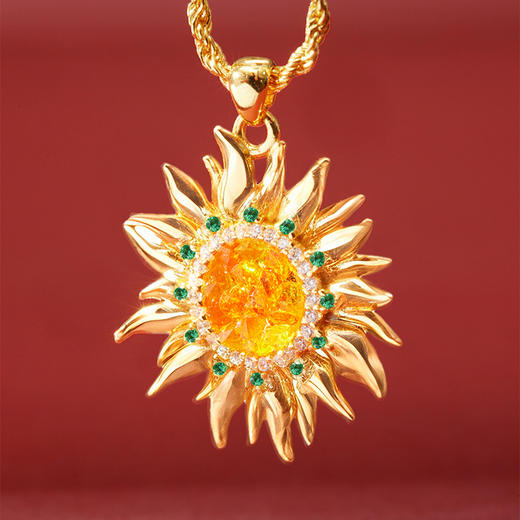 朱炳仁铜 一路向阳首饰项链耳钉向日葵情人节礼物送女友老婆精致 商品图3