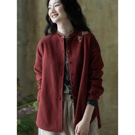 牧衣游原创 舒适棉手工刺绣短外套女秋柔软百搭宽松文艺开衫 珈奈 商品图2