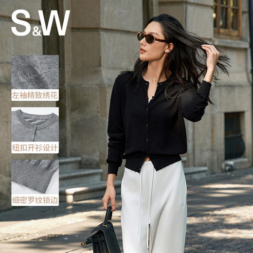 【sw速惟】简约经典秋冬针织披肩开衫S4AW4180 商品图5