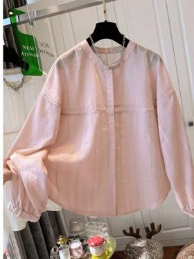 【秋新品】古泥品牌7587 85%天丝提花圆领上衣-喜出