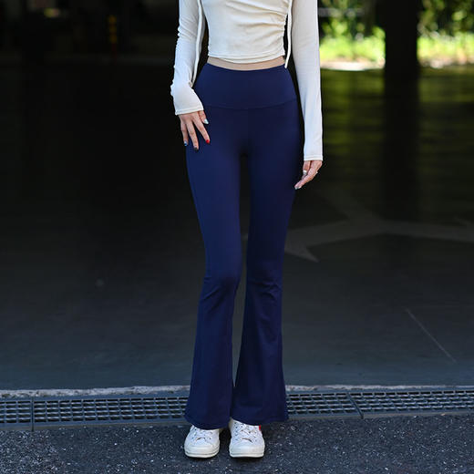 beemen 高腰微喇瑜伽健身裤 轻薄裸感 修饰腿型 秒变大长腿 喇叭裤 商品图0