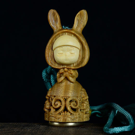 绿檀镂空香囊许愿兔莲花葫芦夜光石扩香器挂件檀香饰品装饰 商品图1