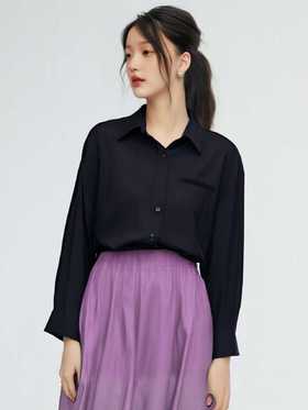 【秋新品】古泥/亦文0719 100%天丝刺绣口袋小标衬衫-喜出