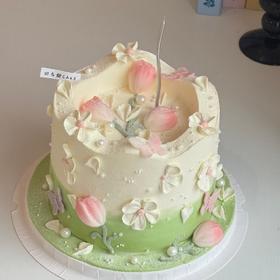 ［手工郁金香许愿池创意蛋糕］