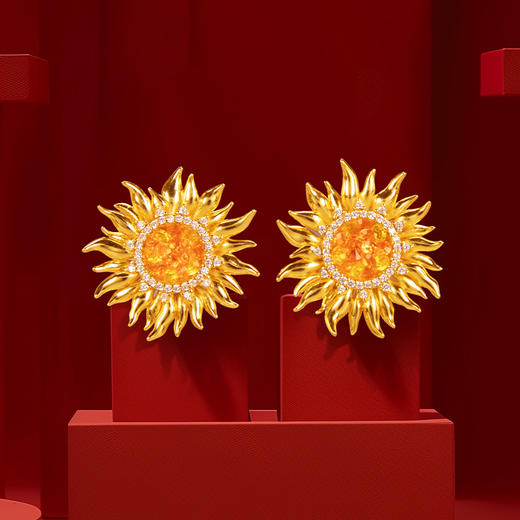 朱炳仁铜 一路向阳首饰项链耳钉向日葵情人节礼物送女友老婆精致 商品图4