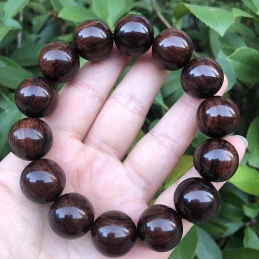 【青山特惠】沉水级1.6*14颗 海黄紫油梨满纹大黑线老料手串 h100 商品图0